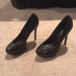 Brian Atwood Black Studded Leather Pumps; Size 8